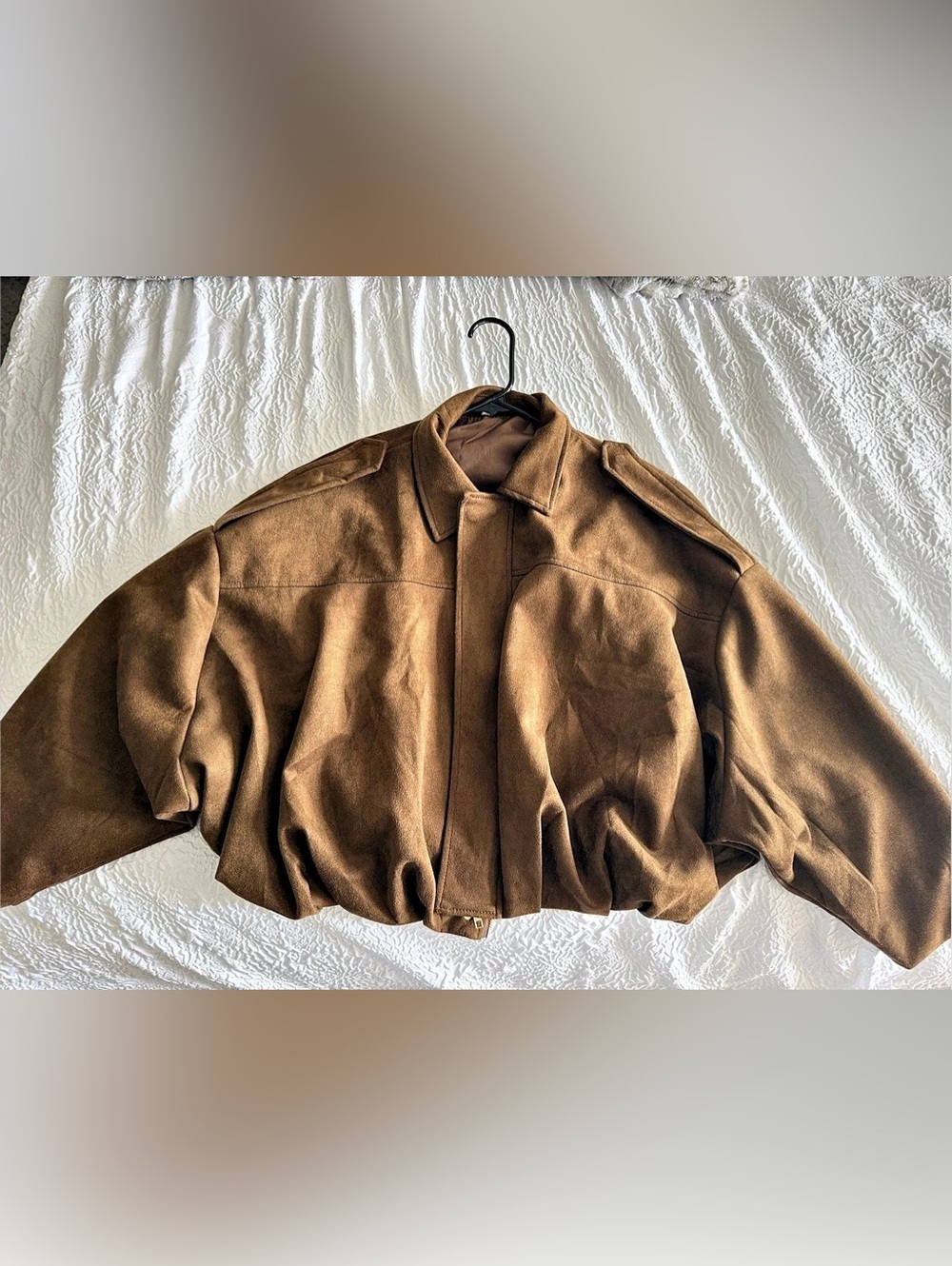 Brown bubble hem suede Coat